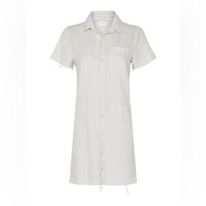 MOTHER Short Sleeve Frenchie Fray Dress White - Small